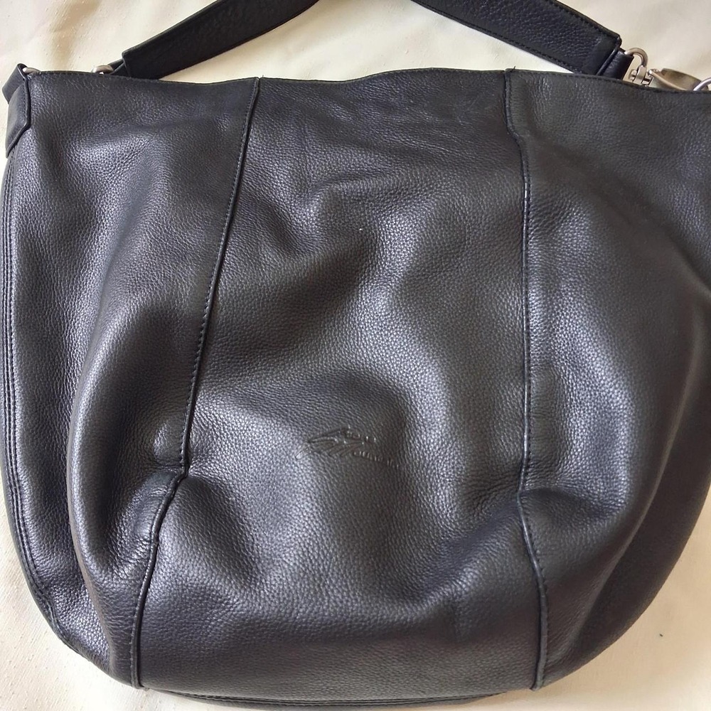 Vintage 90s black leather Stone Mountain slouchy leather hobo shoulder bag